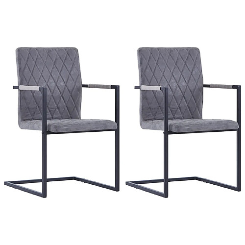 vidaXL Chaises à manger cantilever lot de 2 gris foncé similicuir