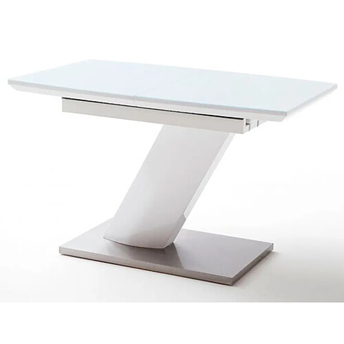 Pegane Table extensible design coloris blanc brillant - L.120-160 x H.76 x P.80 cm