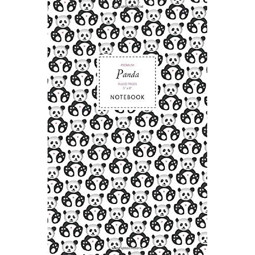 Atma Panda Notebook - Ruled Pages - 5x8 - Premium: (White Edition) Fun notebook 96 ruled/lined pages (5x8 inches / 12.7x20.3cm / Junior Legal Pad / Nearly A5)