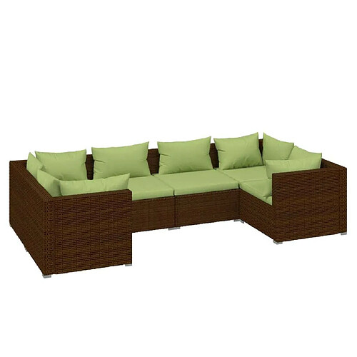 Maison Chic Salon de jardin 6 pcs + coussins - Mobilier/Meubles de jardin - Table et chaises d'extérieur Résine tressée Marron -MN95115