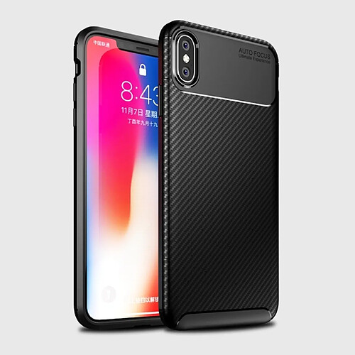 Wewoo Coque TPU antichoc en Fibre de Carbone Texture Beetle Shape pour iPhone X / XS (Noir)