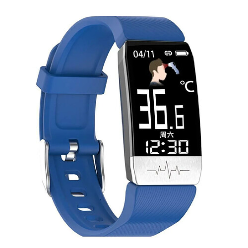 Justgreenbox Bracelet intelligent Moniteur de santé corporelle multifonctionnel Détection de la température corporelle, Bleu