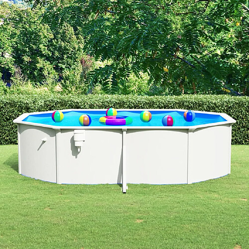 vidaXL Piscine ovale avec parois en acier 490x360x120 cm Blanc