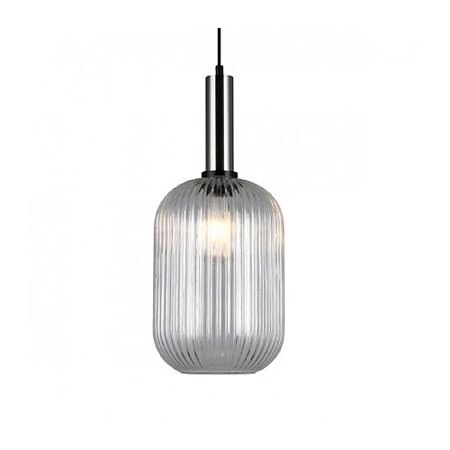 Luminaire Center Suspension moderne Antiola Nickel satiné, verre transparent