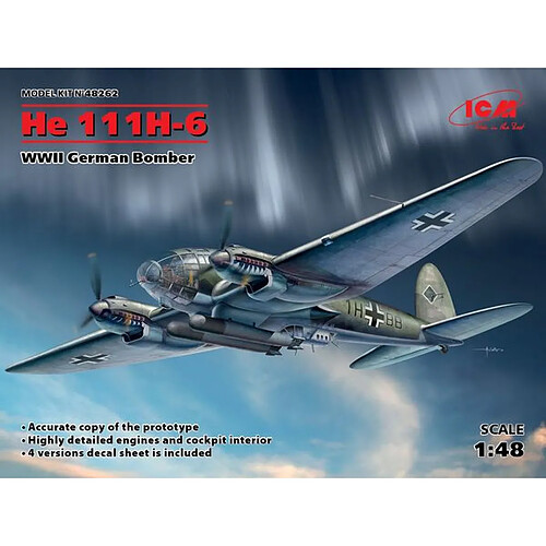 He 111H-6, WWII German Bomber - 1:48e - ICM