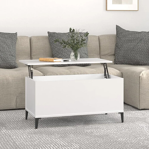 Maison Chic Tabls basse,Table Console pour salon Blanc 90x44,5x45 cm Bois d'ingénierie -MN45207