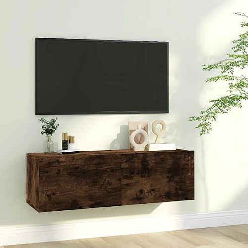 vidaXL Armoire murale TV Chêne fumé 100x30x30 cm Bois d'ingénierie