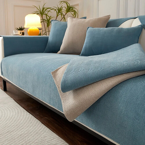 LUUCOZK Housse de siège de canapé antidérapante, protection de coussin de canapé - Bleu-90x120cm