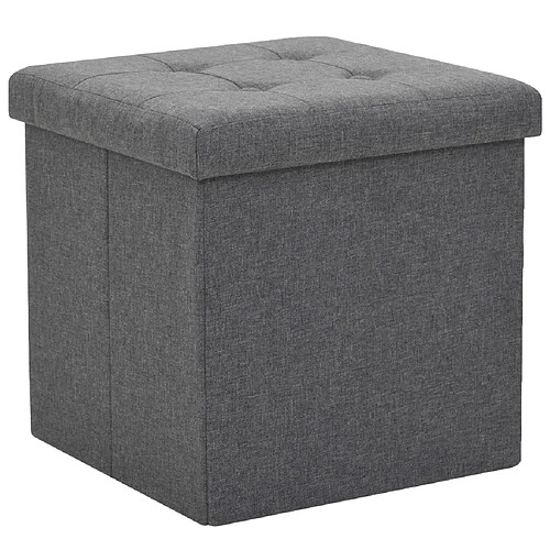 vidaXL Tabouret de rangement pliable Gris foncé Faux lin