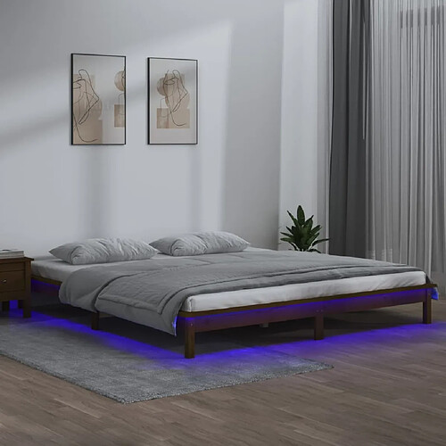 vidaXL Cadre de lit à LED sans matelas 120x200 cm bois massif