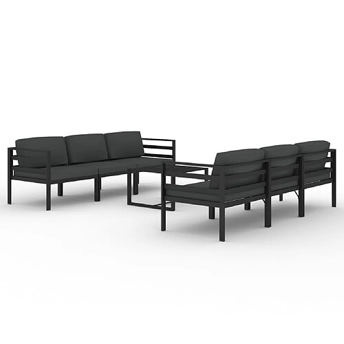 Maison Chic Ensemble Tables et chaises d'extérieur 7pcs avec coussins,Salon de jardin Aluminium Anthracite -GKD229594