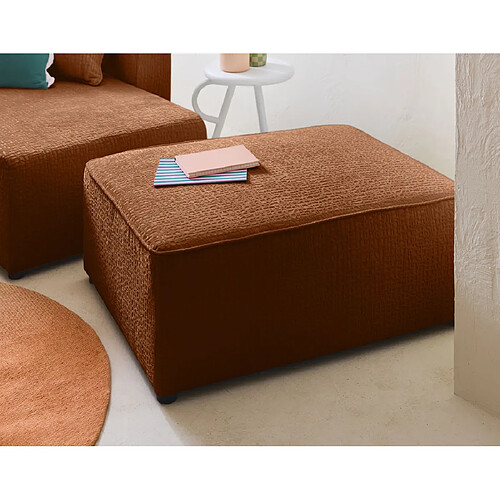 Bestmobilier Topaze - pouf - en tissu velours relief