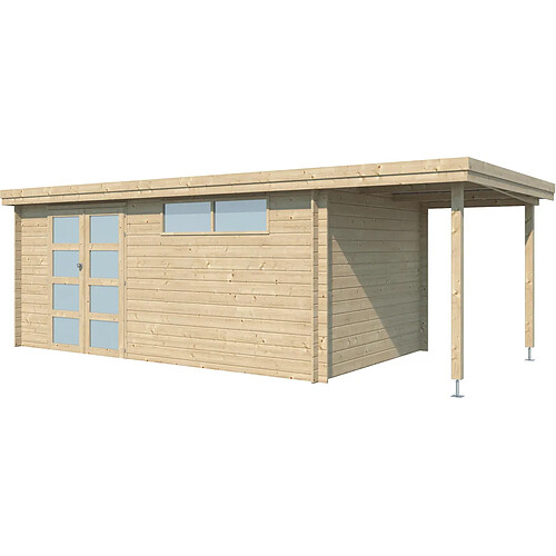 Gardenas Chalet en bois 14.9 m² avec extension Moderne Avec plancher + gouttière.