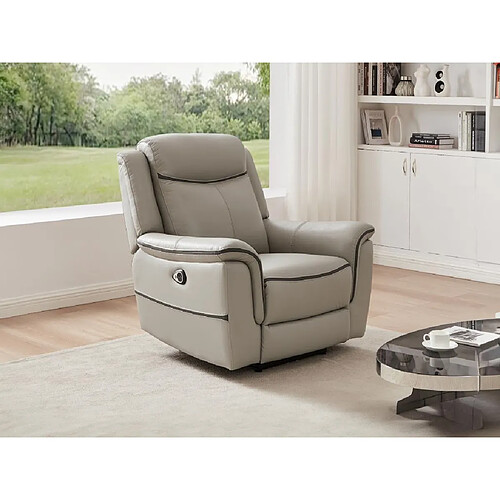 Vente-Unique Fauteuil relax électrique en cuir gris clair ADELIO