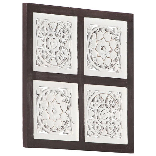 vidaXL Panneau mural sculpté à la main MDF 40x40x1,5cm Marron et blanc