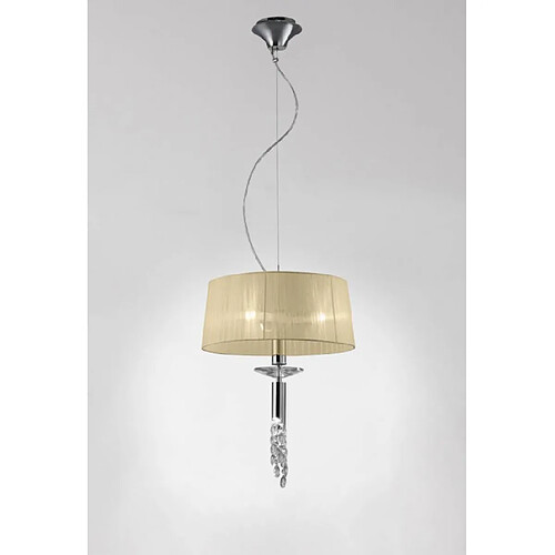 Luminaire Center Suspension Tiffany 3+1 Ampoule E27+G9, chrome poli avec Abat jour crème & cristal transaparent