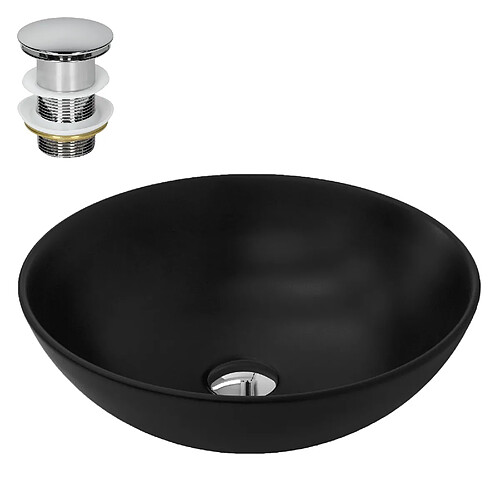 Lavabo Ø 40x14,5 cm céramique noire ML-Design