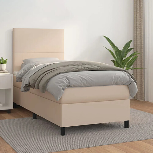 vidaXL Sommier à lattes de lit avec matelas Cappuccino 90x200 cm