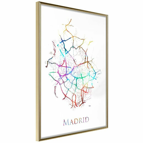 Paris Prix Affiche Murale Encadrée City Map Madrid Colour 20 x 30 cm Or