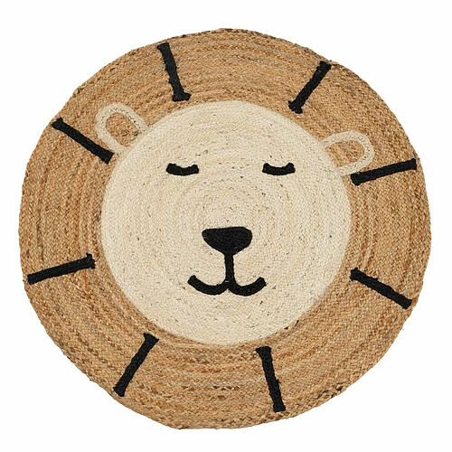 BigBuy Home Tapis Lion Blanc Beige 100 % Jute 100 x 100 cm