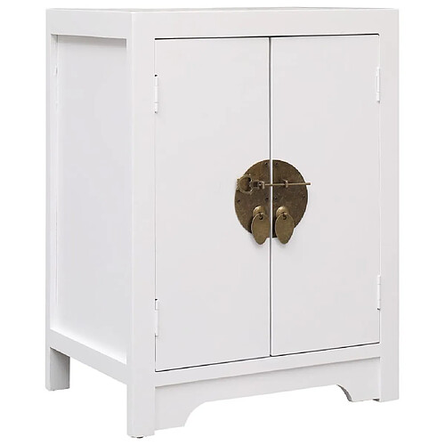 Maison Chic Table de chevet Table de Nuit Meuble de Rangement Blanc 38 x 28 x 52 cm Bois de Paulownia