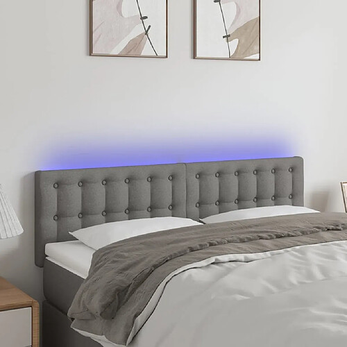 Maison Chic Tête de lit scandinave à LED,meuble de chambre Gris foncé 144x5x78/88 cm Tissu -MN72687