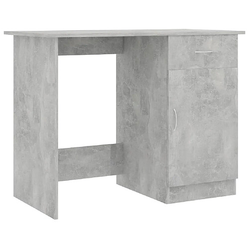 Helloshop26 Bureau table poste de travail meuble d'ordinateur informatique étude 100 x 50 x 76 cm bois d’ingénierie gris 02_0023828