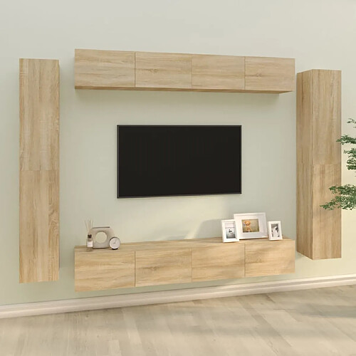 vidaXL Ensemble de meubles TV 8 pcs Chêne sonoma Bois d'ingénierie