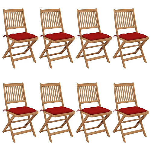 vidaXL Chaises pliables de jardin lot de 8 avec coussins Bois d'acacia