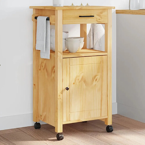 Maison Chic Desserte de cuisine | Chariot de cuisine | Meuble de rangement roulant MONZA 48x40x90 cm bois massif de pin -GKD74912