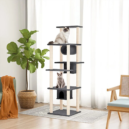 vidaXL Arbre à chat avec griffoirs en sisal Gris foncé 169 cm