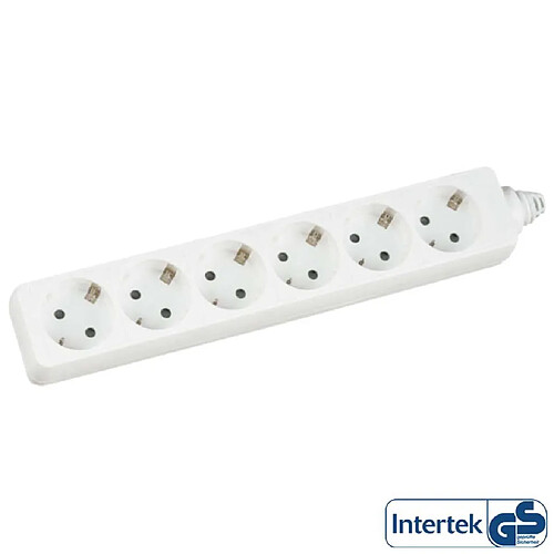 Bande d'alimentation InLine® 6 ports 6x de type F allemand avec sécurité enfant blanche 1,5 m