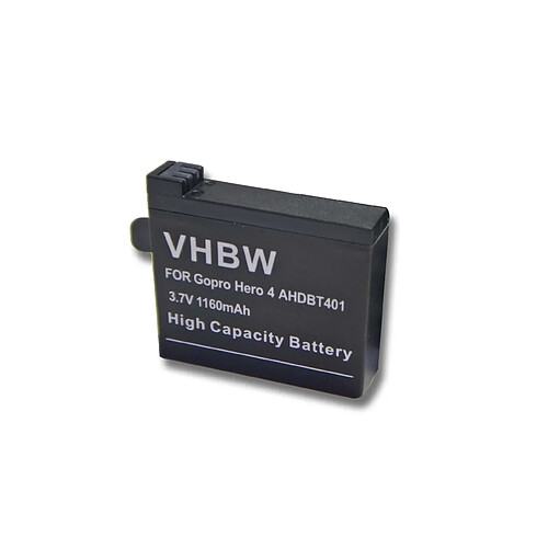 Batterie vhbw Li-Ion 1160mAh (3.8V) pour GoPro Hero 4 édition Black Silver Argent Surf Music comme AHDBT-401, 335-06532-000.