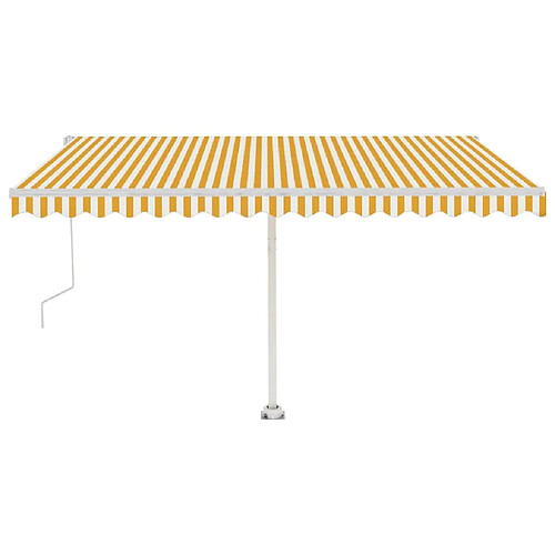 Maison Chic Auvent automatique | Store banne extérieur | Marquise capteur de vent/LED 400x350cm Jaune et blanc -MN83162