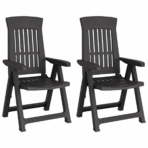 Maison Chic Lot de 2 Chaises inclinables de jardin - Fauteuil d'extérieur anthracite PP -MN59866