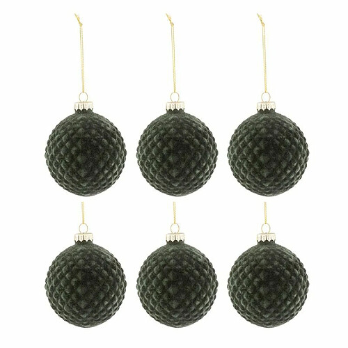 Paris Prix Lot de 6 Boules de Noël Motifs 8cm Vert Foncé