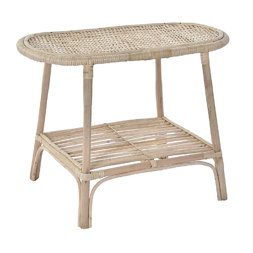 Pegane Table d'appoint en bois de rotin coloris naturel - Longueur 61 x Profondeur 30 x hauteur 46 cm