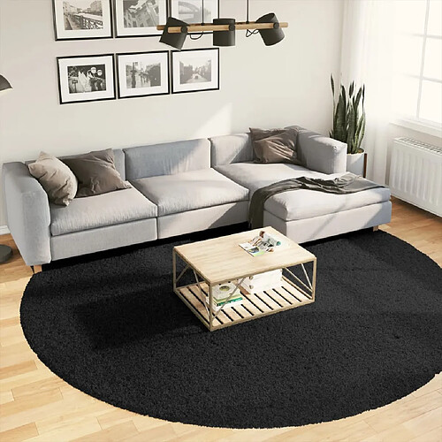 vidaXL Tapis OVIEDO à poils courts noir Ø 280 cm