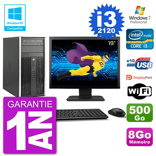 PC HP 6300 MT Ecran 19" i3-2120 RAM 8Go Disque 500Go Graveur DVD Wifi W7 · Occasion