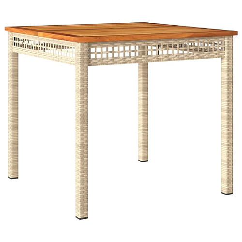 Maison Chic Table de jardin | Table d'extérieur beige 80x80x75 cm résine tressée et bois acacia -GKD44764