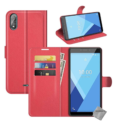 Htdmobiles Housse etui portefeuille avec coque intérieure en silicone pour Wiko Y51 + film ecran - ROUGE