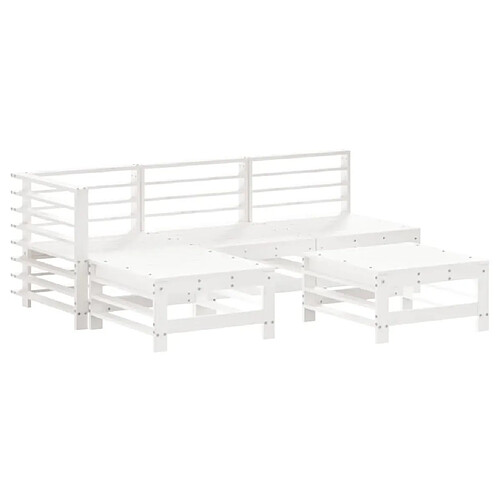 Maison Chic Salon de jardin 5 pcs - Table et chaises d'extérieur - Mobilier/Meubles de jardin Moderne blanc bois massif de pin -MN25576