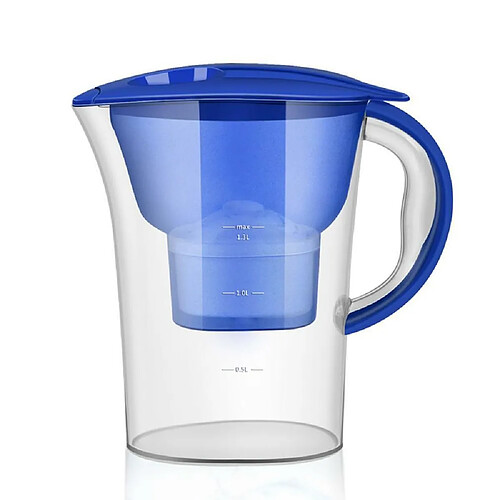 Justgreenbox Purificateur de charbon actif de bouilloire de bouteille de filtre de ménage de pichet d'eau transparent 2.5L, Bleu