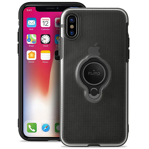 puro magnetic ring cover silikon coque apple iphone x, xs noir