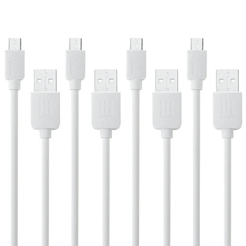 Wewoo Câble pour Samsung, Huawei, Xiaomi, LG, HTC et autres Smartphones 4 PCS 1 m haute vitesse Micro USB vers USB Data Cable de recharge de données Kits,