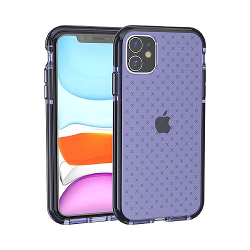 Wewoo Coque Souple Pour iPhone 11 Grille Motif Antichoc Transparent TPU Housse de protection Bleu