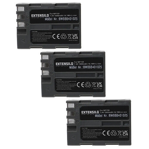 Vhbw EXTENSILO 3x Batteries compatible avec Fujifilm FinePix S5 Pro appareil photo, reflex numérique (1900mAh, 7,4V, Li-ion)