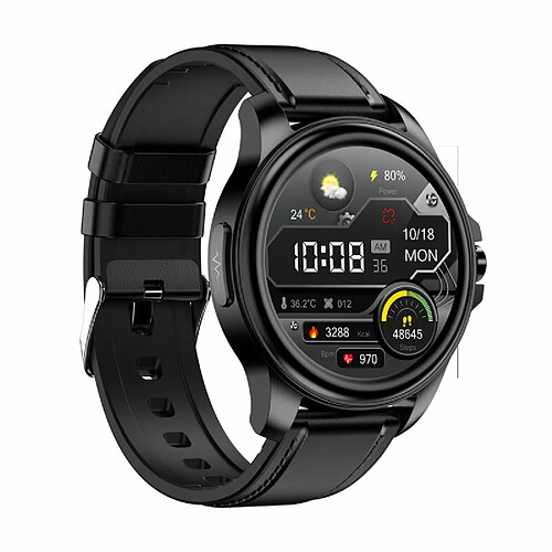 E89 Bracelet Intelligent Hd Plein Écran Tactile Smartwatch Ecg Pression Artérielle Surveillance De L'Oxygène Dans Le Sang Cuir Noir