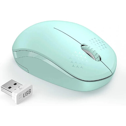 Universal Souris sans fil, souris silencieuse de 2,4 G avec récepteur USB, souris d'ordinateur portable (verte)