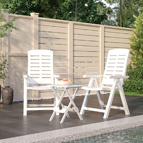 vidaXL Ensemble à manger de jardin 3 pcs Blanc Polypropylène